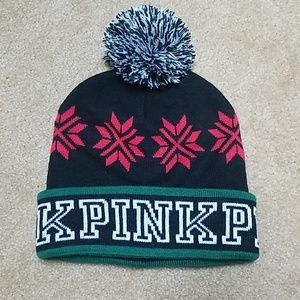 Vs pink holiday pom beanie